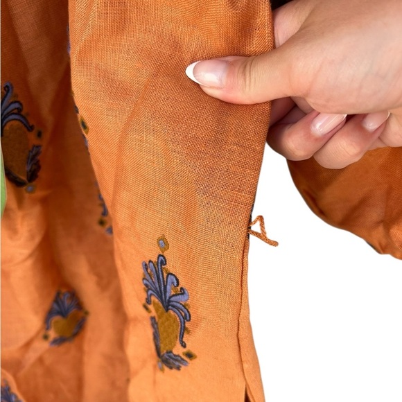 NWT Farm Rio Orange Embroidered Midi Dress - Pineapple’s - Size Large - Picture 12 of 16